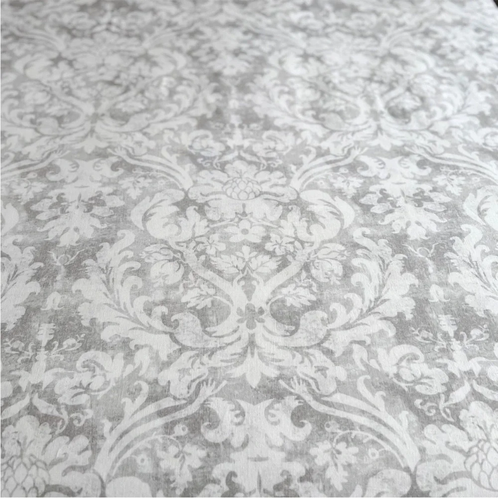 Pottery Barn Talisa Damask Medallion KING Duvet Cover Gray Linen Cotton Blend PB